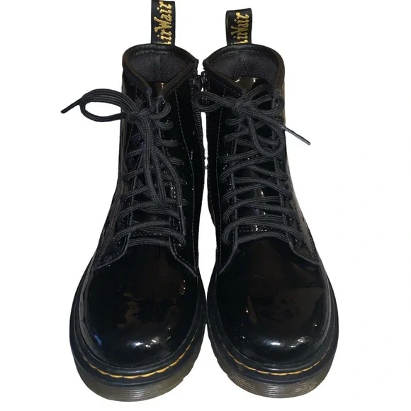 Dr. Martens 1460 J Black Patent Leather Boots Size 2 US Youth - Picture 2 of 7